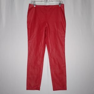 Red Faux Leather Pants